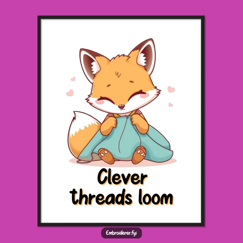 Funny Winking Fox Stitching Art Poster: Decorate with Sly Humor - Perfect Gift!