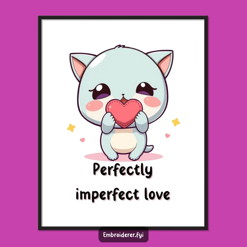 Funny Wonky Heart Poster: Charming Handmade Art, Unique Funny Gift for Decor