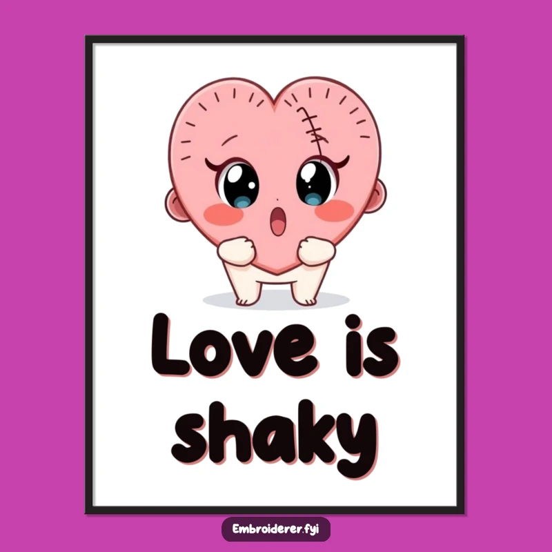 Funny Stitch Fail Poster: Surprised Crafter Heart Art