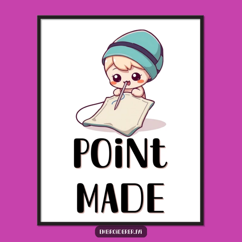 Mischievous Needle Poster: Whimsical Wall Art for Sewing Spaces