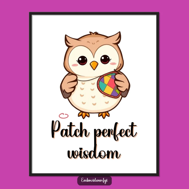 Funny Owl Stitching Art Poster: Decorate with Whimsical Crafty Humor - Perfect Gift!