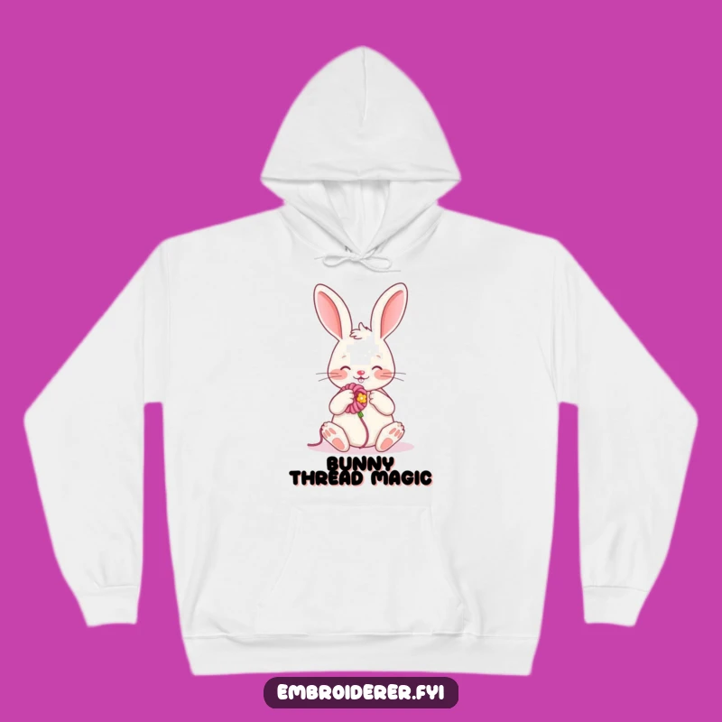 Cozy Funny Rabbit Embroidery Hoodie: Snuggle Up with Crafty Cheer - Awesome Gift!