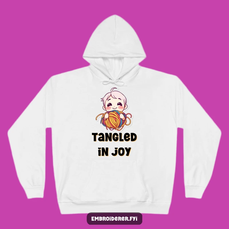 Funny Yarn Lover Hoodie - Tangled Happiness Character, Cozy Knitting Gift
