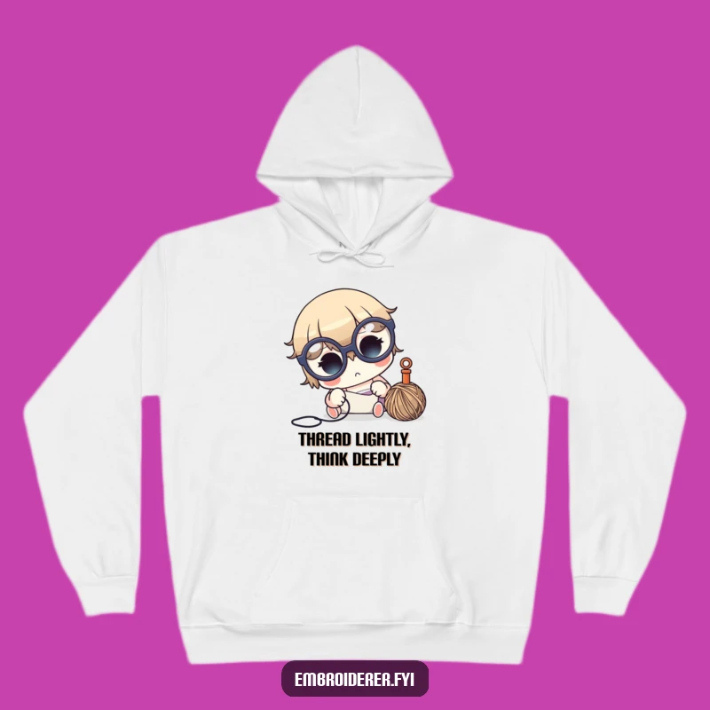 Funny Crafter Hoodie - Focused Glasses Character, Cozy Sewing Gift