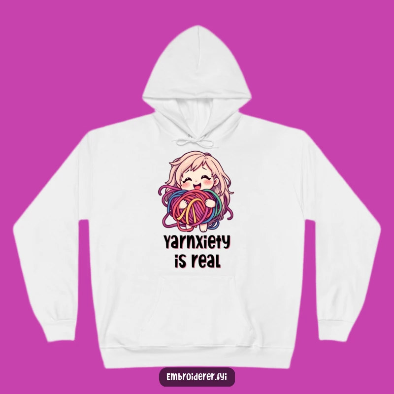 Funny Yarn Tangled Hoodie: Cozy Bewildered Crafter Apparel