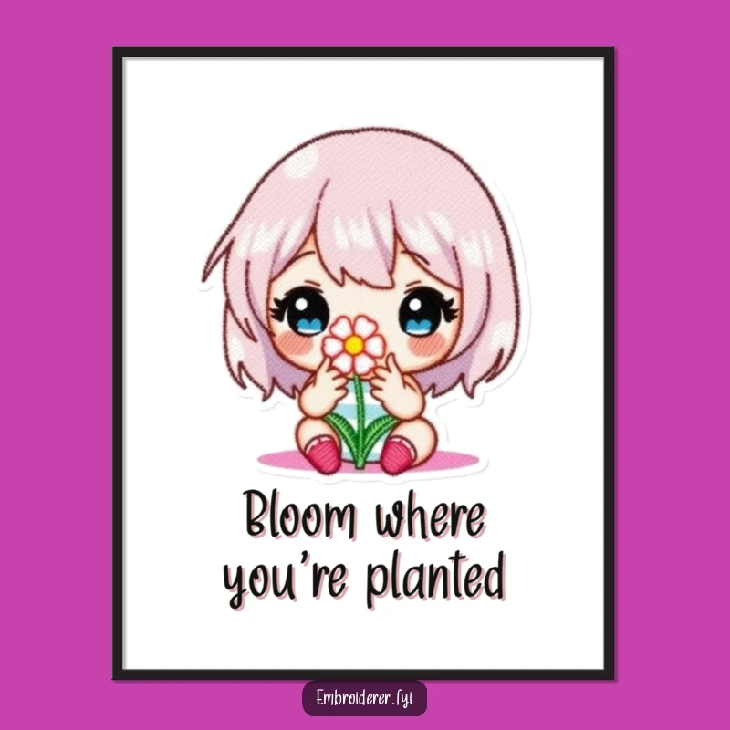 Funny Free Printable Wall Art: Focused Embroiderer, Floral Art, Downloadable Decor