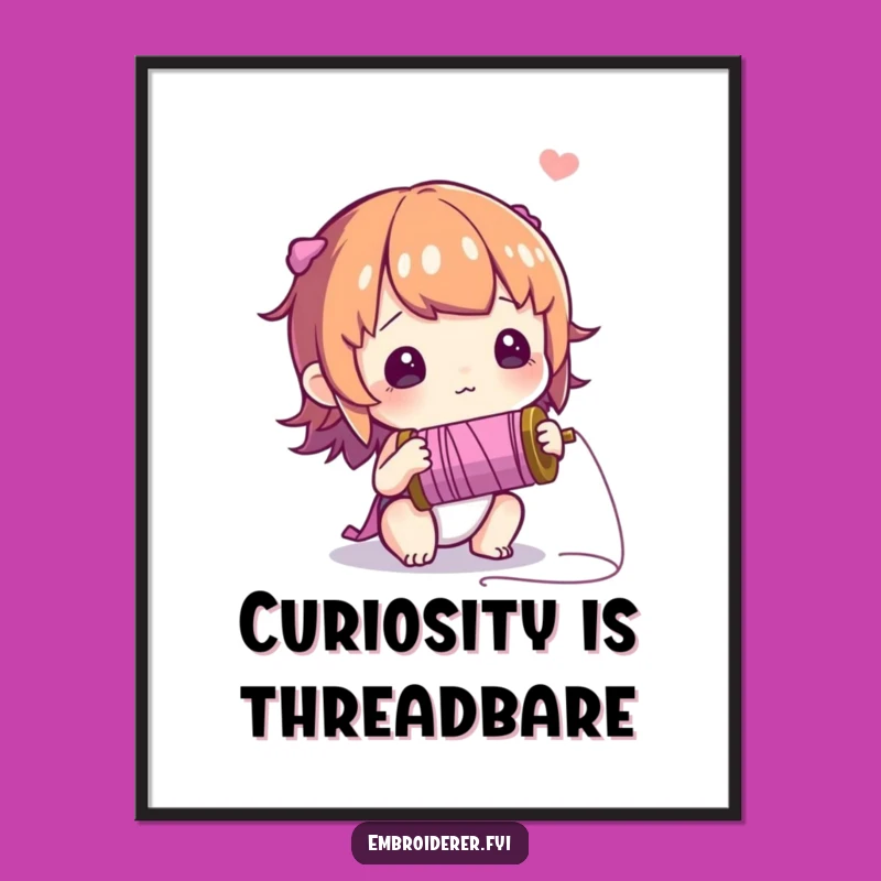 Funny Free Printable Wall Art: Curious Character, Thread Art, Downloadable Decor