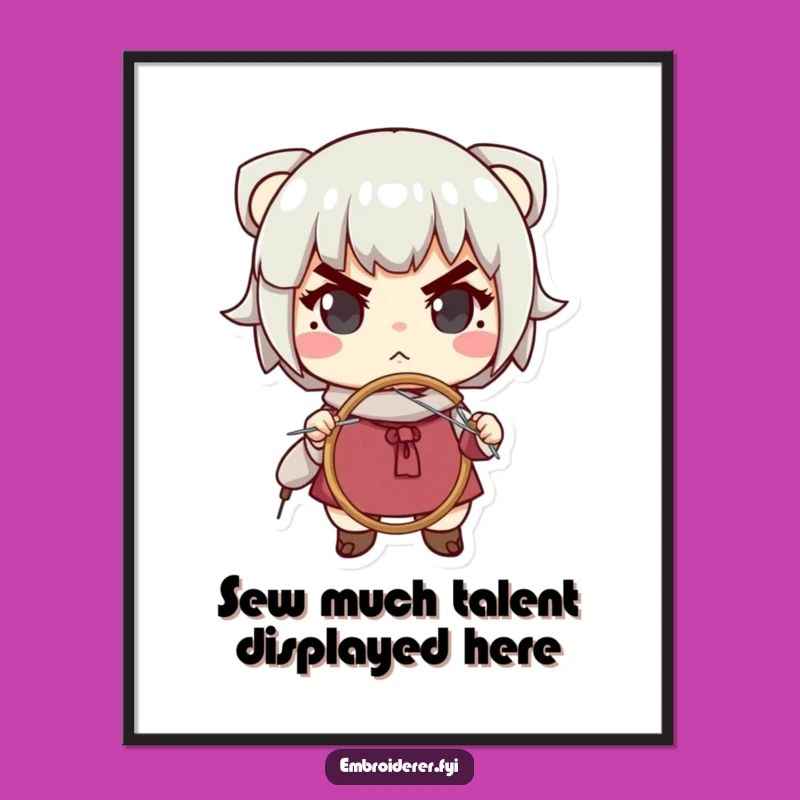 Funny Free Printable Art: Determined Embroiderer's DIY Wall Decor Downloadable Gift