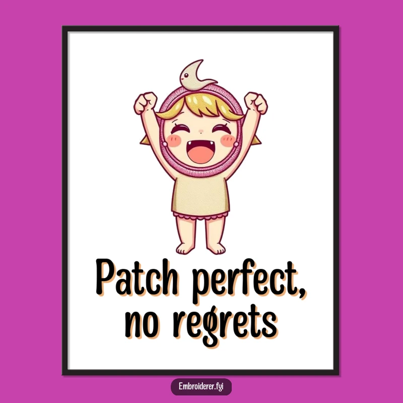 Funny Free Printable Wall Art: Character with Embroidered Patch