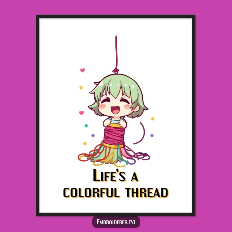 Funny Free Printable Wall Art: Colorful Thread Cascade - Downloadable Art!