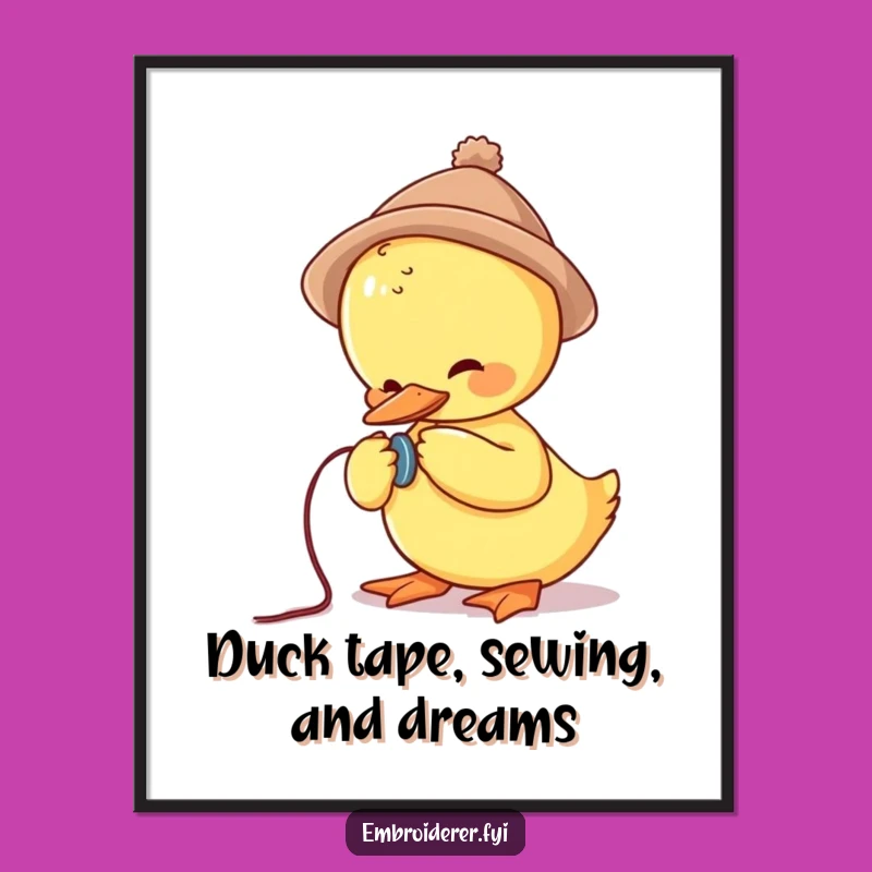 Funny Free Printable Wall Art: Duck Sewing Button, Whimsical Downloadable Decor