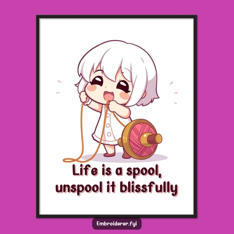 Funny Free Printable Wall Art: Whimsical Thread Character, Downloadable Home Decor