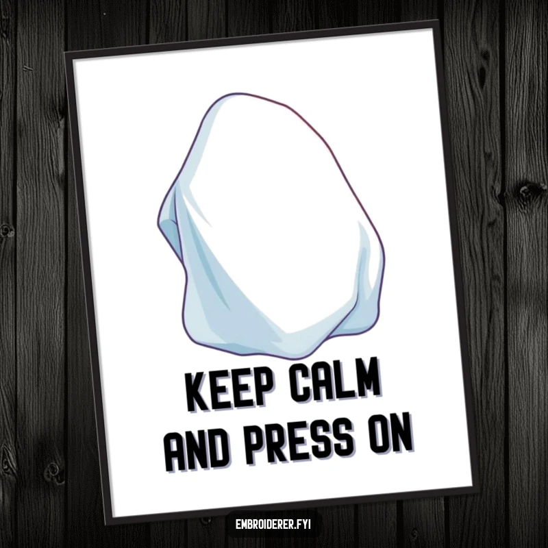 Funny Free Printable Wall Art: A contented cartoon iron smoothly pressing wrinkles out of a piece of fabric.