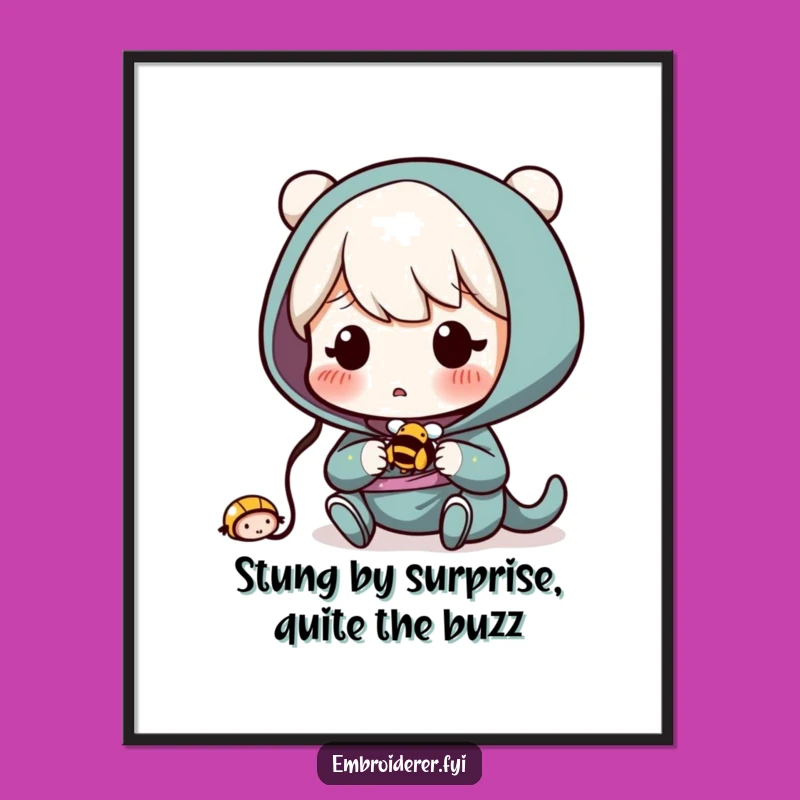 Funny Free Printable Wall Art: Bee Sewing Surprise, Downloadable Decor