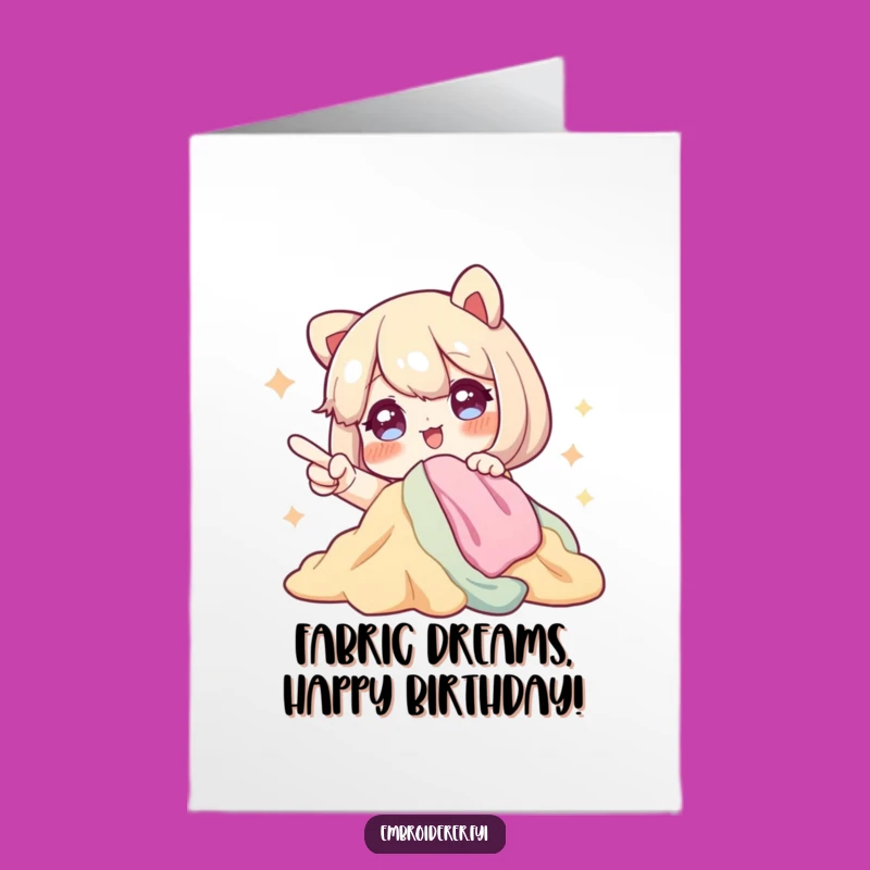 Funny Free Printable Birthday Card: Fabric Lover Character DIY Downloadable Gift