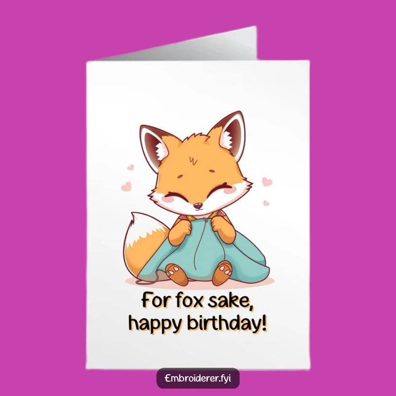 Free Printable Fox Stitching Birthday Card: Funny Downloadable Gift for Crafty & Sly Friends