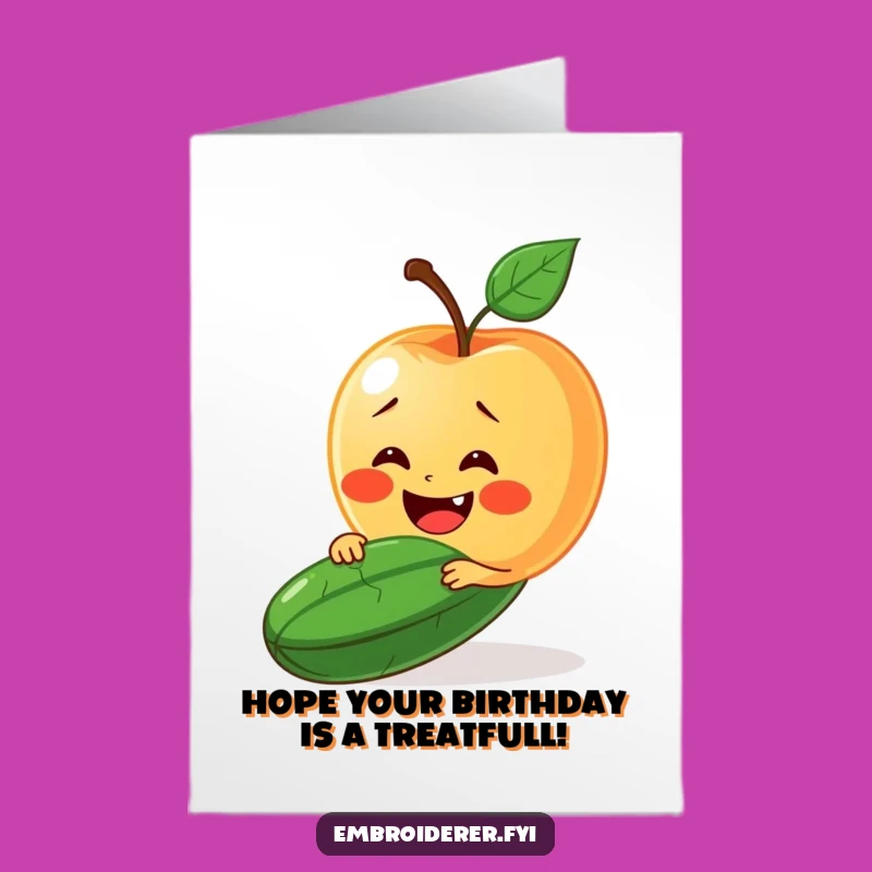 Free Printable Birthday Card: Apple Smiles Funny Cucumber Gift