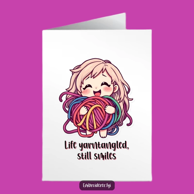 Free Printable Birthday Card: Funny Yarn Crafter, Whimsical Downloadable Gift!