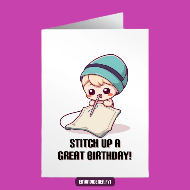 Free Printable Birthday Card: Mischievous Needle Poking - Quirky Sewing Fun