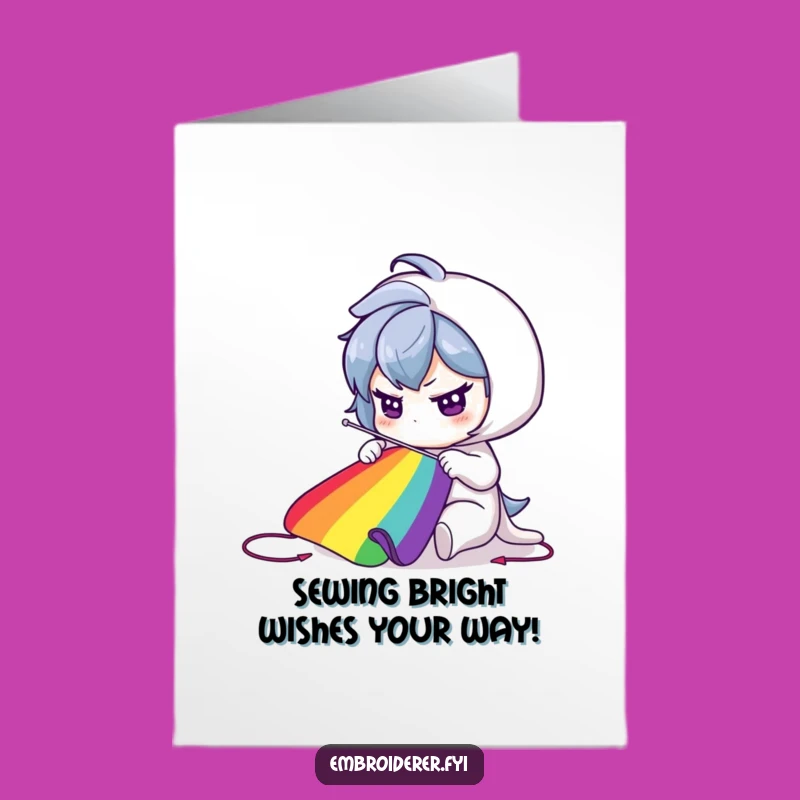 Free Printable Birthday Card: Rainbow Sew, Funny Downloadable Gift Idea