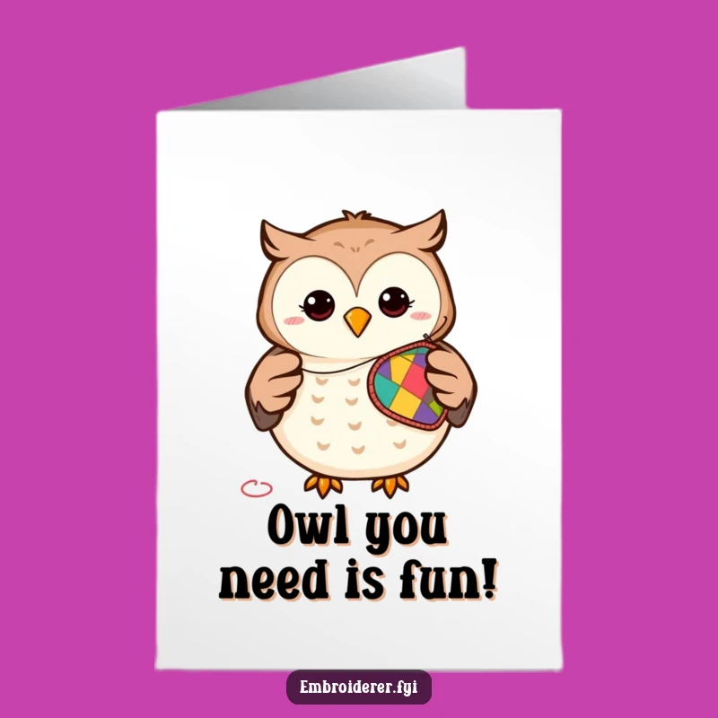 Free Printable Owl Stitching Birthday Card: Funny Downloadable Gift for Crafters & Animal Lovers