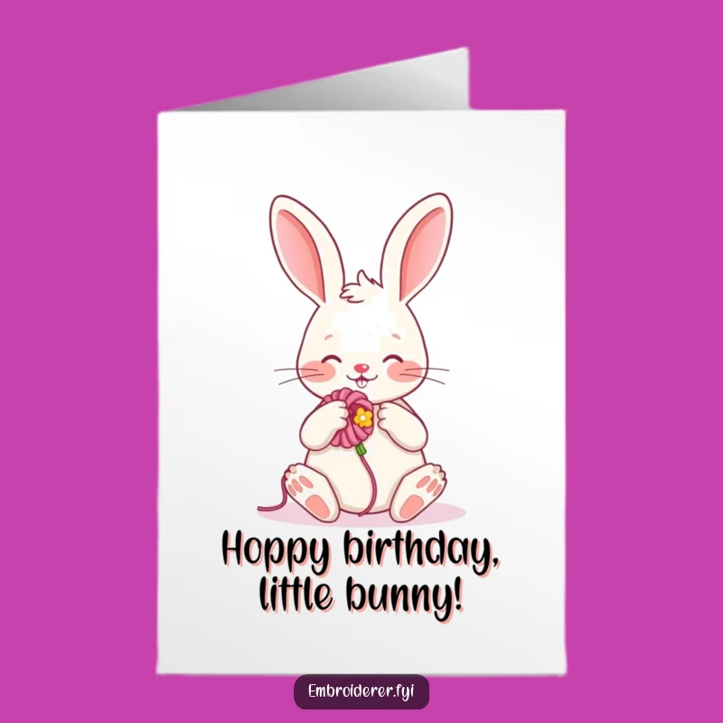 Free Printable Rabbit Flower Birthday Card: Funny Downloadable Gift for Gardeners & Artists