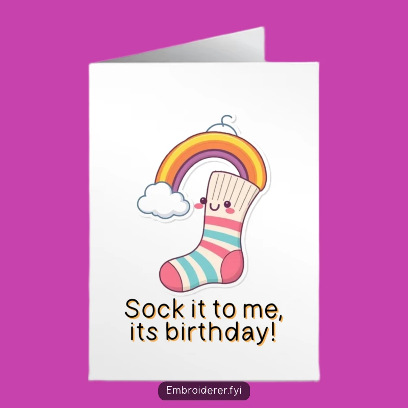 Free Printable Sock Birthday Card: Funny Rainbow Sewer Downloadable Gift