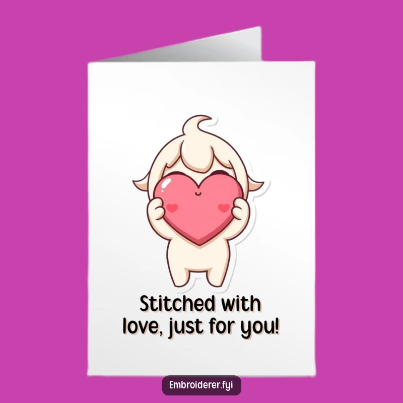 Free Printable Birthday Card: Cute Heart Stitch, Funny Downloadable Gift