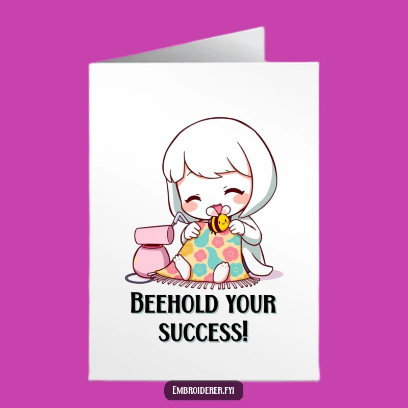 Free Printable Congrats Card: Adorable Sewing Bee for Achievements