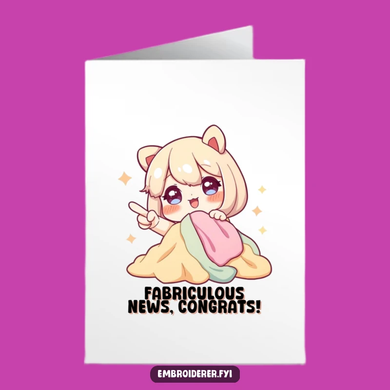 Hilarious Free Printable Congrats Card: Fabric Lover Character DIY Downloadable