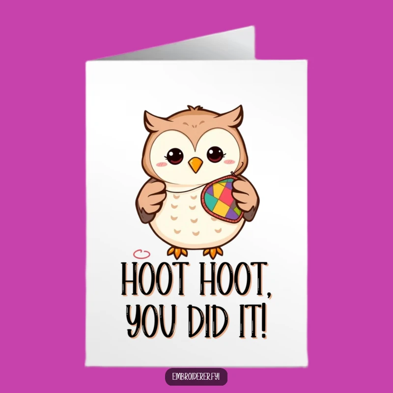 Free Printable Owl Stitching Congrats Card: Hilarious Downloadable Gift for New Achievements