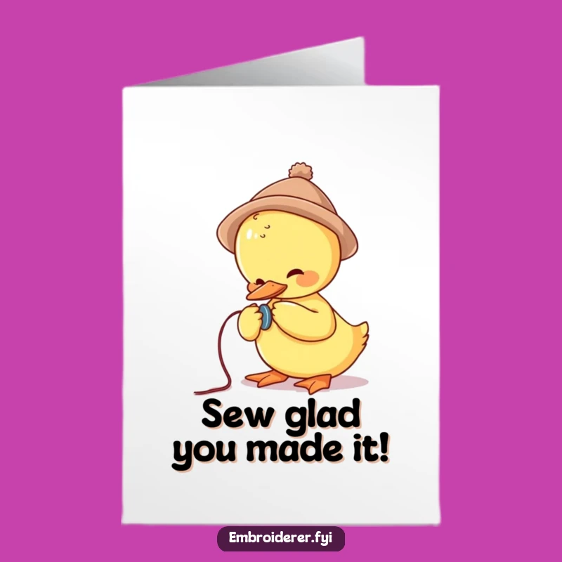 Free Printable Duck Congratulations Card: Sewing Button Trouble, Funny Downloadable Gift
