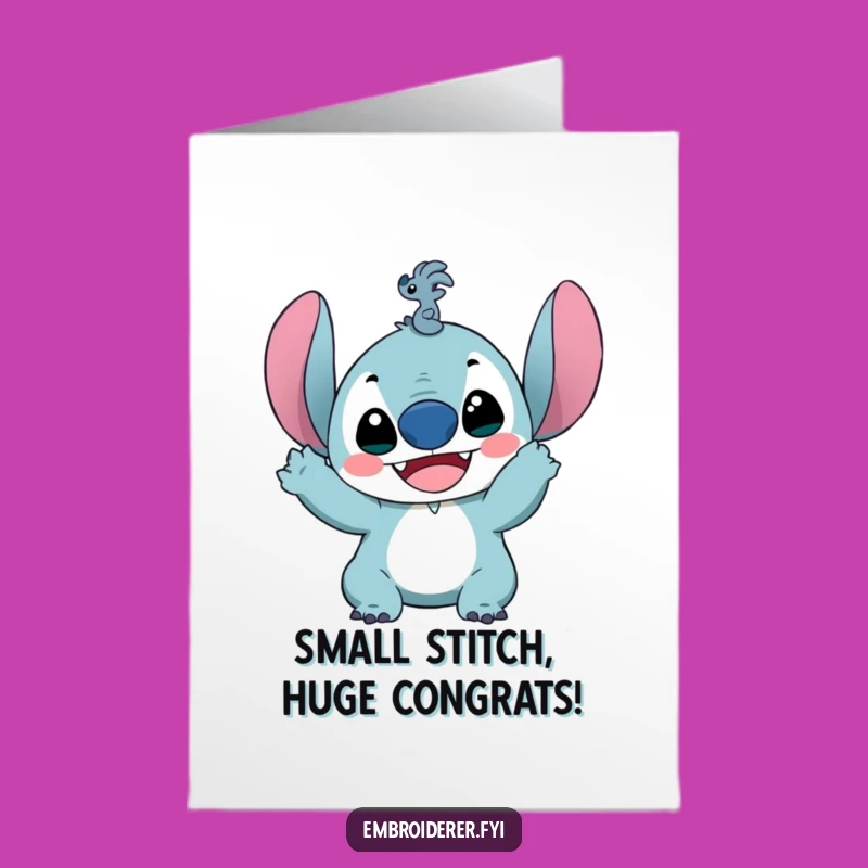 Hilarious Free Printable Congrats Card: Tiny Stitch Character DIY Downloadable