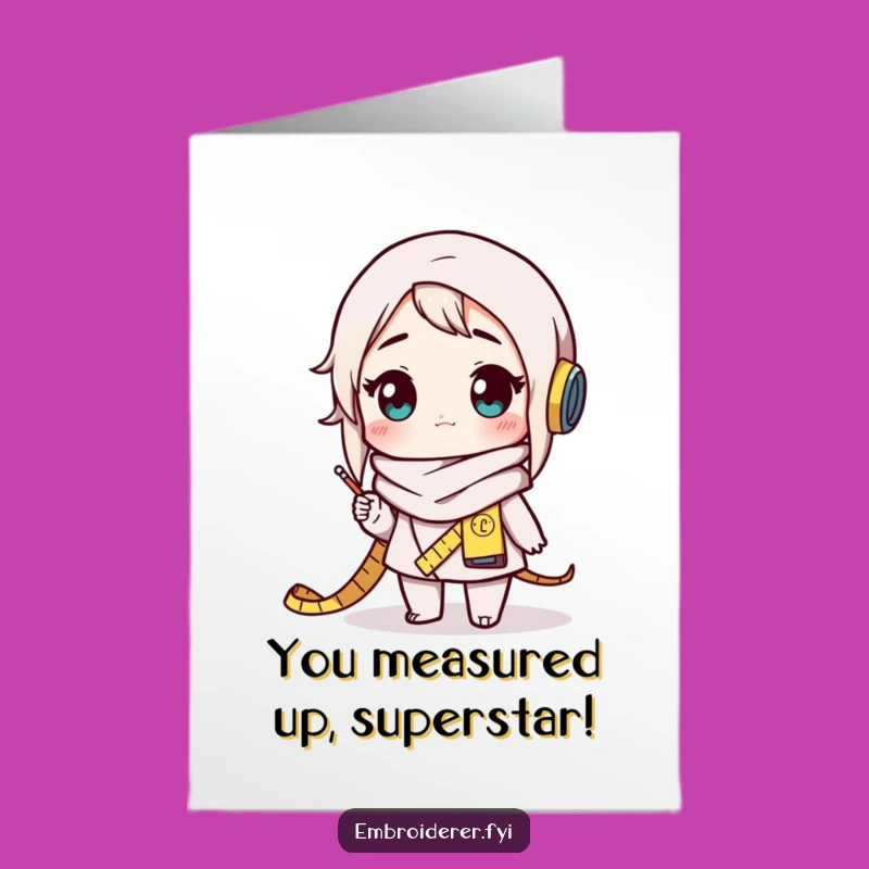 Free Printable Congrats Card: Amazed Character, Measuring Tape Scarf, DIY Downloadable Celebration Gift