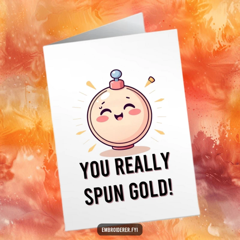 Funny Free Printable Congratulations Card: A cheerful bobbin spinning at top speed, symbolizing enthusiastic congratulations.