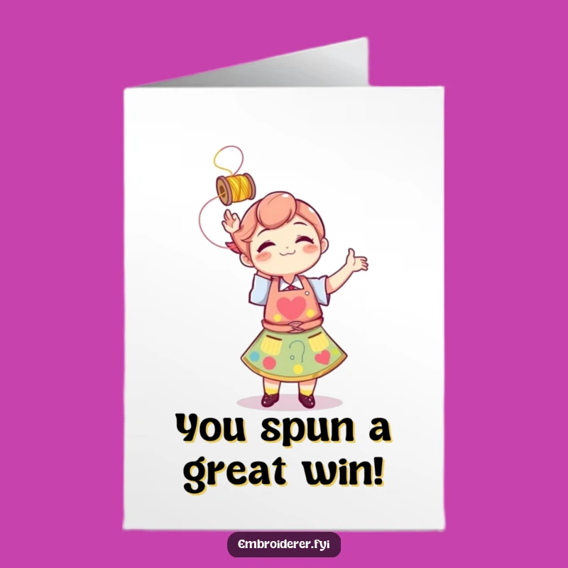 Free Printable Congrats Card: Tossing Thread Celebration - Downloadable Creative Achievement