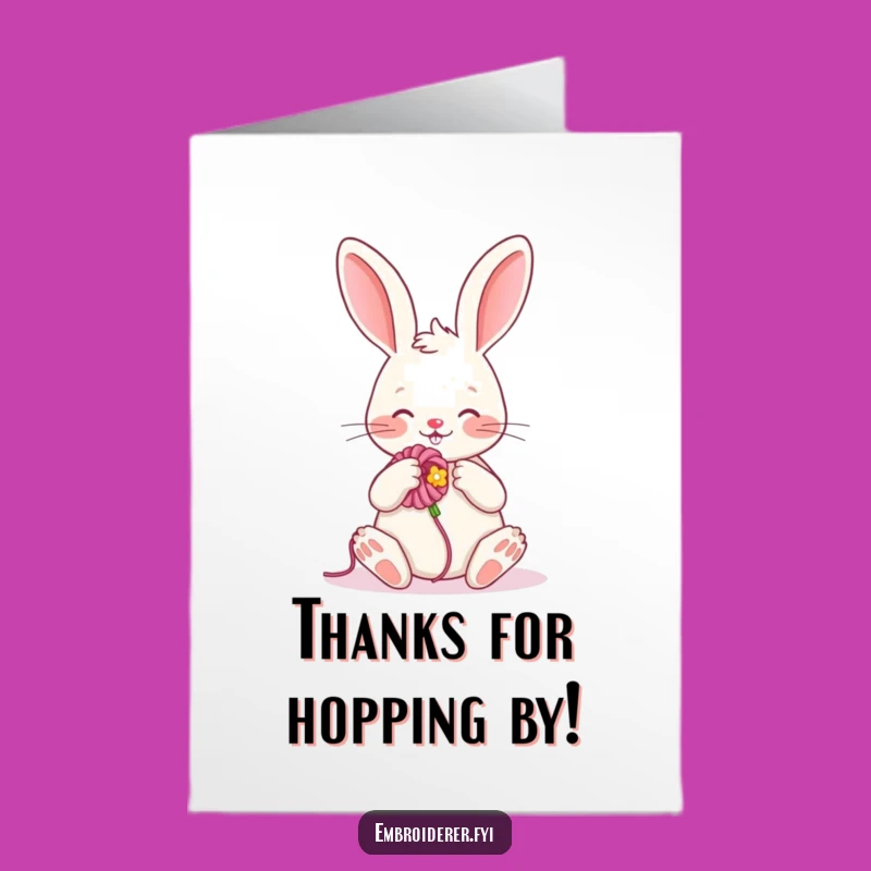 Free Printable Rabbit Flower Thank You Card: Funny Downloadable Gift of Appreciation