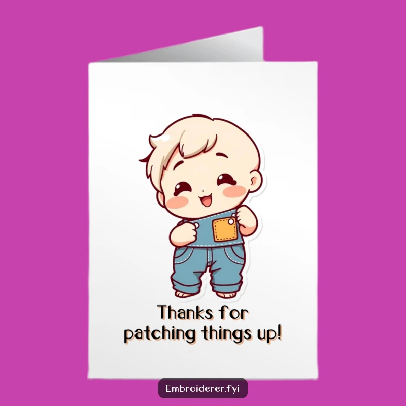 Free Printable Sewing Thank You Card: Funny Overalls Downloadable Gift for Gratitude