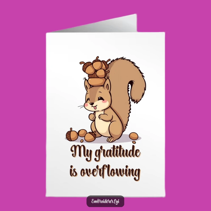 Free Printable Squirrel Thank You Card: Acorn Balancing, Funny Downloadable Gift