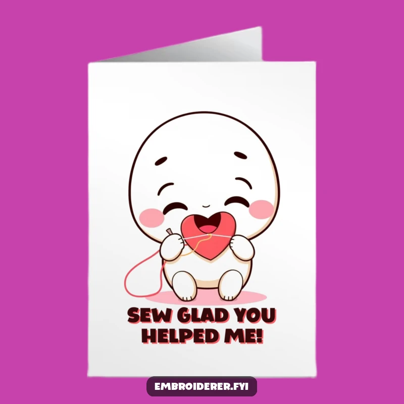 Free Printable Stitching Heart Thank You Card: Funny Downloadable Gift for Gratitude