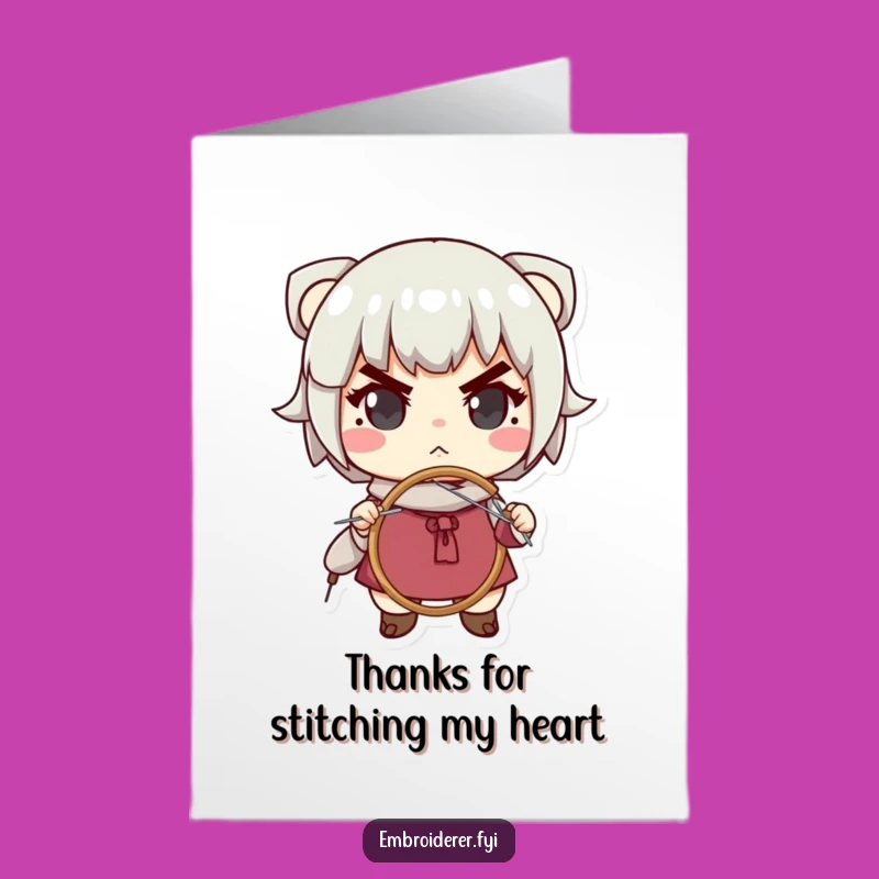 Free Printable Thank You Card: Determined Embroiderer's Funny DIY Gratitude Gift