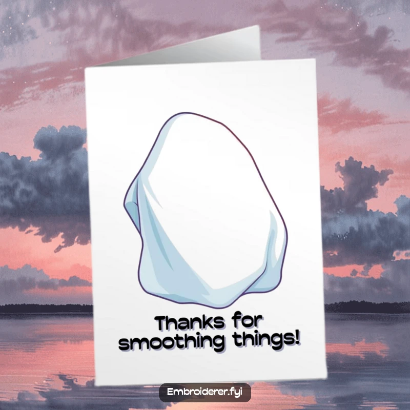 Funny Free Printable Thank You Card: A content iron smoothing fabric, representing a smooth and sincere thank you.