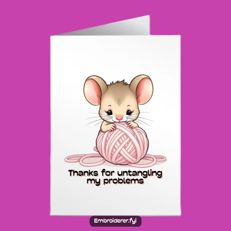 Free Printable Thank You Card: Mouse & Yarn Ball, Funny Downloadable Gift for Helpers