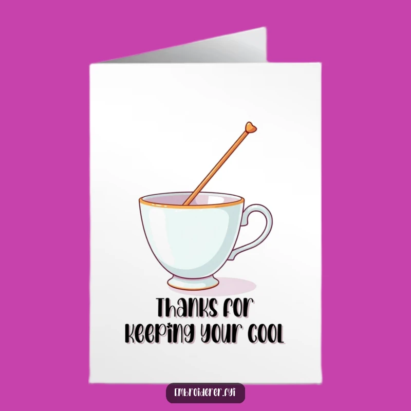 Free Printable Thank You Card: Teacup Needle Balance Funny Downloadable