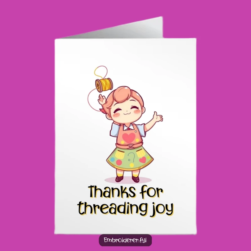 Free Printable Thank You Card: Tossing Thread Thanks - Downloadable Creative Appreciation