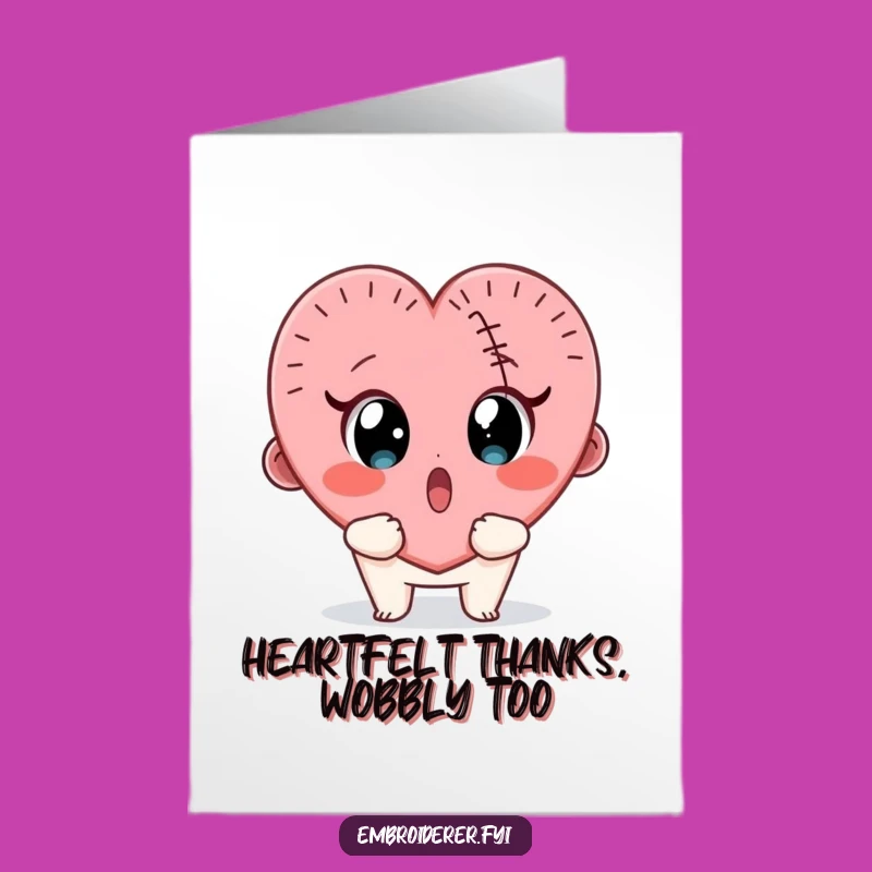 Free Printable Thank You Card: Surprised Heart Stitcher, Sweet Downloadable Gift!