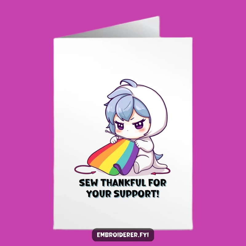 Free Printable Thank You Card: Colorful Rainbow Sew, Funny Downloadable