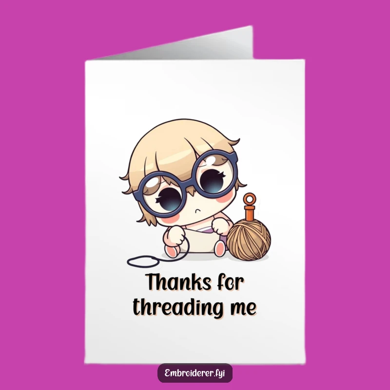 Free Printable Thank You Card: Grateful Character Sewing Thanks Downloadable Gift