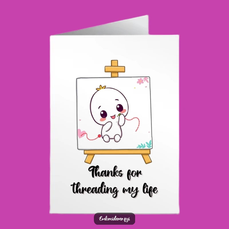 Free Printable Thank You Card: Witty Stitching Character - Print at Home Downloadable