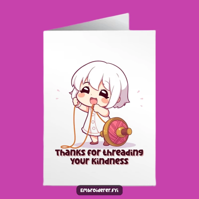 Amusing Free Printable Thank You Card: Whimsical Thread Character, Downloadable Gift